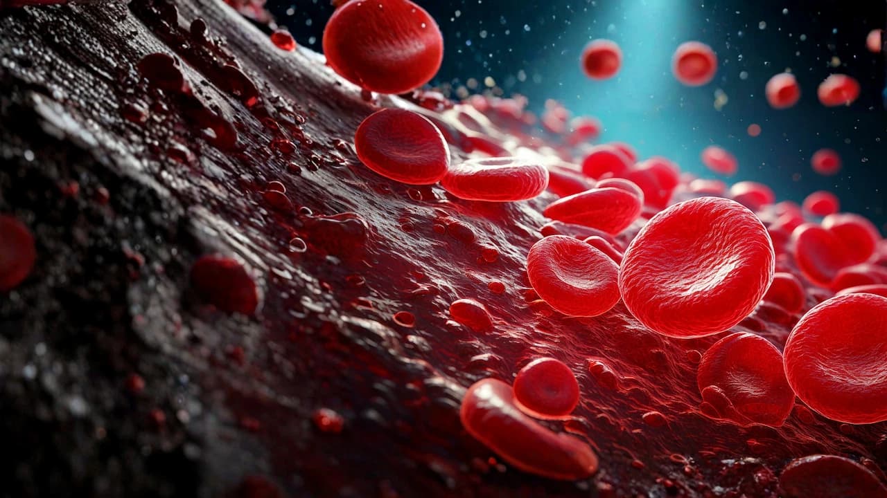 Deformed red blood cells showing sickle cell anemia